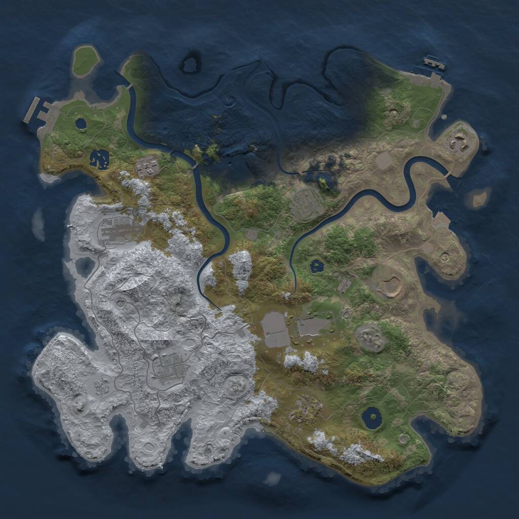Rust Map: Procedural Map, Size: 3750, Seed: 614898339, 16 Monuments