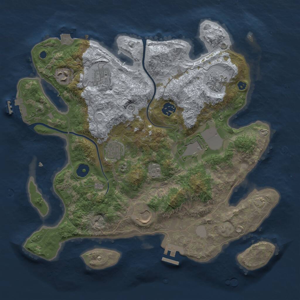 Rust Map: Procedural Map, Size: 3500, Seed: 1866503572, 13 Monuments