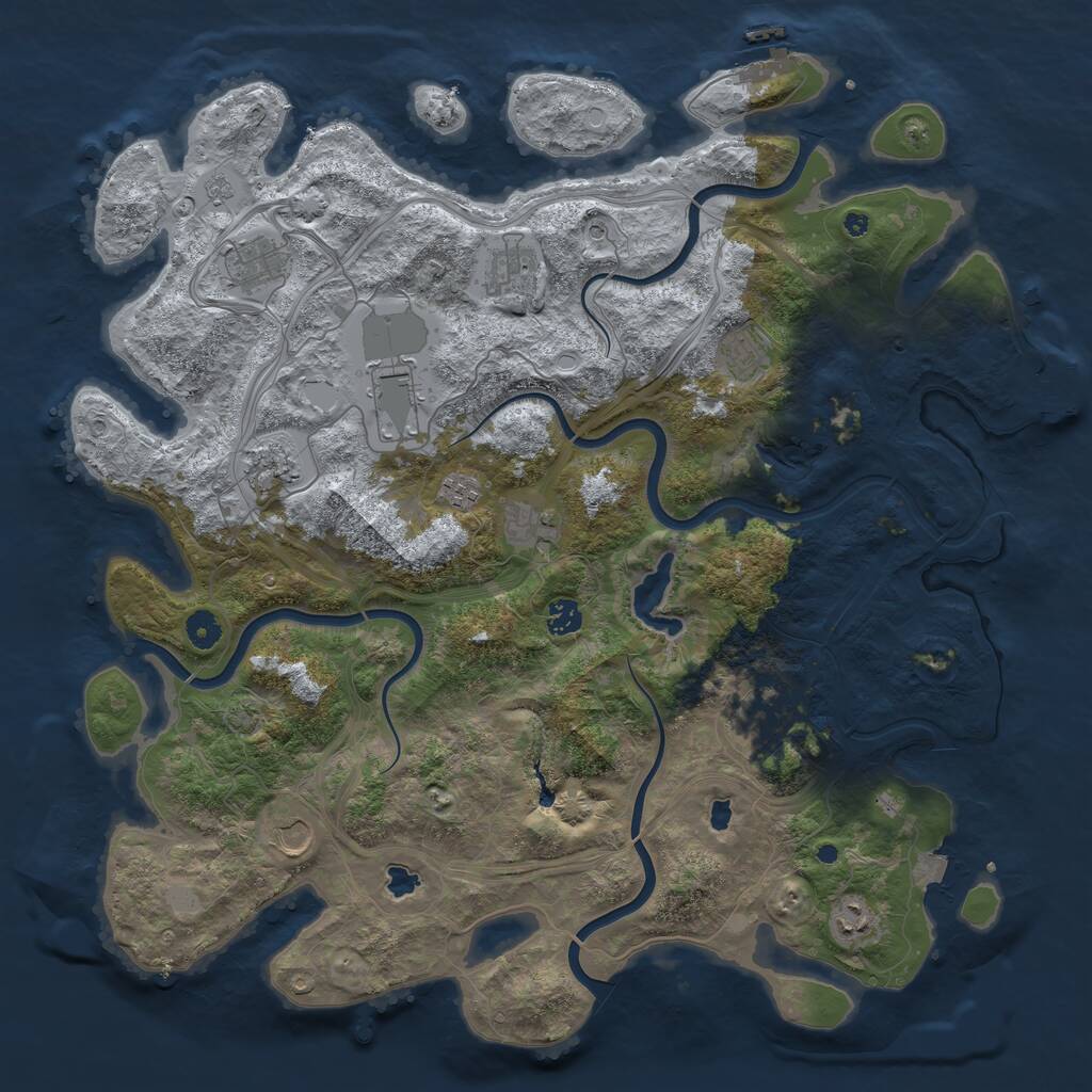 Rust Map: Procedural Map, Size: 4500, Seed: 1791110521, 17 Monuments