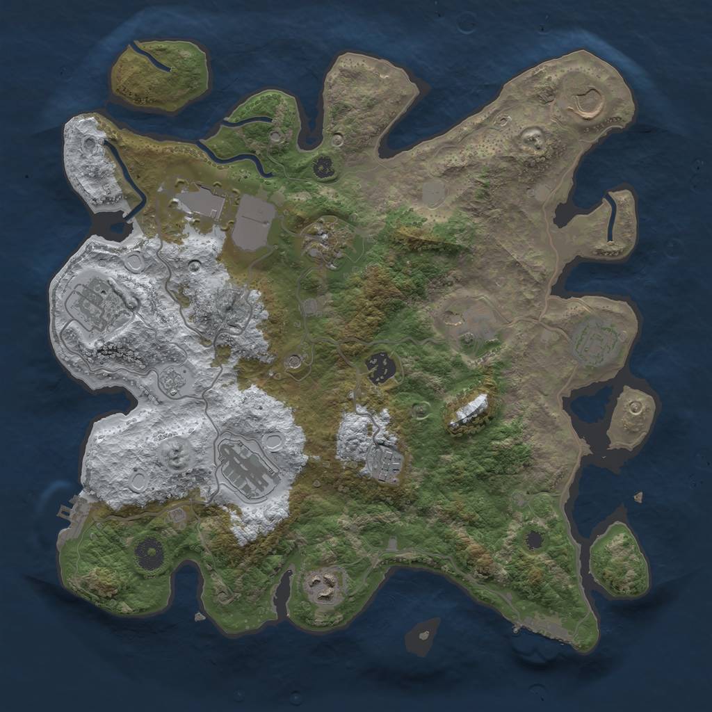 Rust Map: Procedural Map, Size: 3500, Seed: 1394503077, 19 Monuments