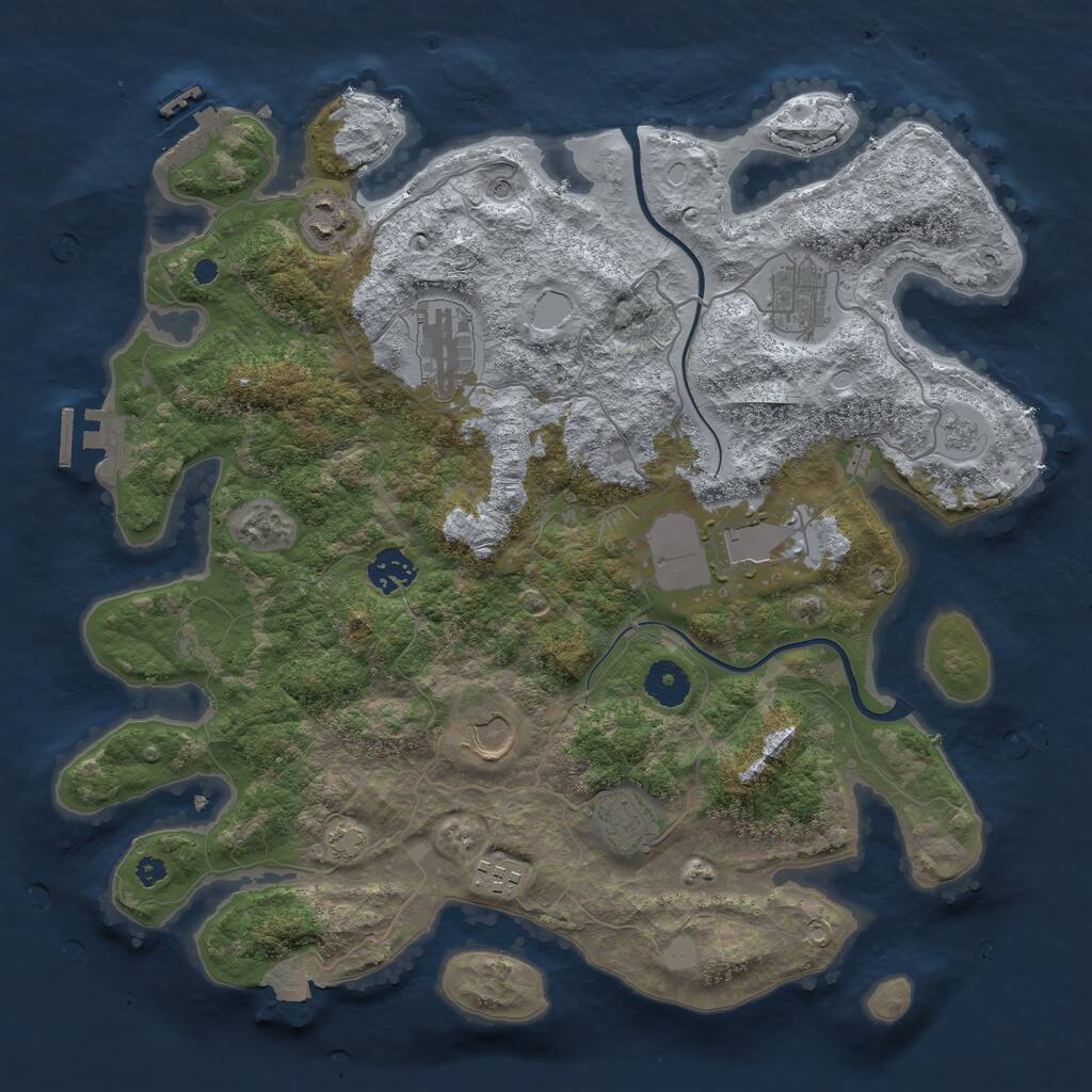 Rust Map: Procedural Map, Size: 3700, Seed: 1323230858, 14 Monuments