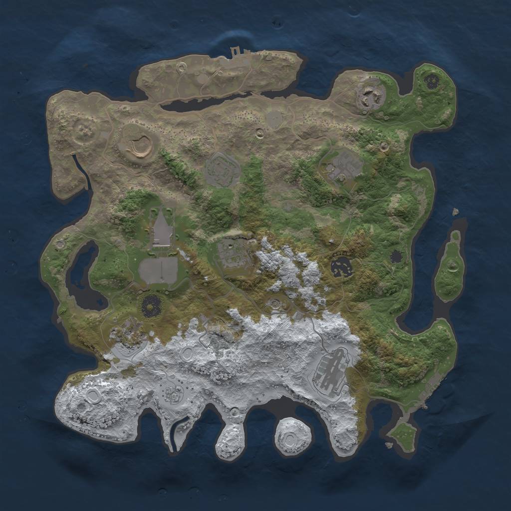 Rust Map: Procedural Map, Size: 3500, Seed: 9824969, 18 Monuments