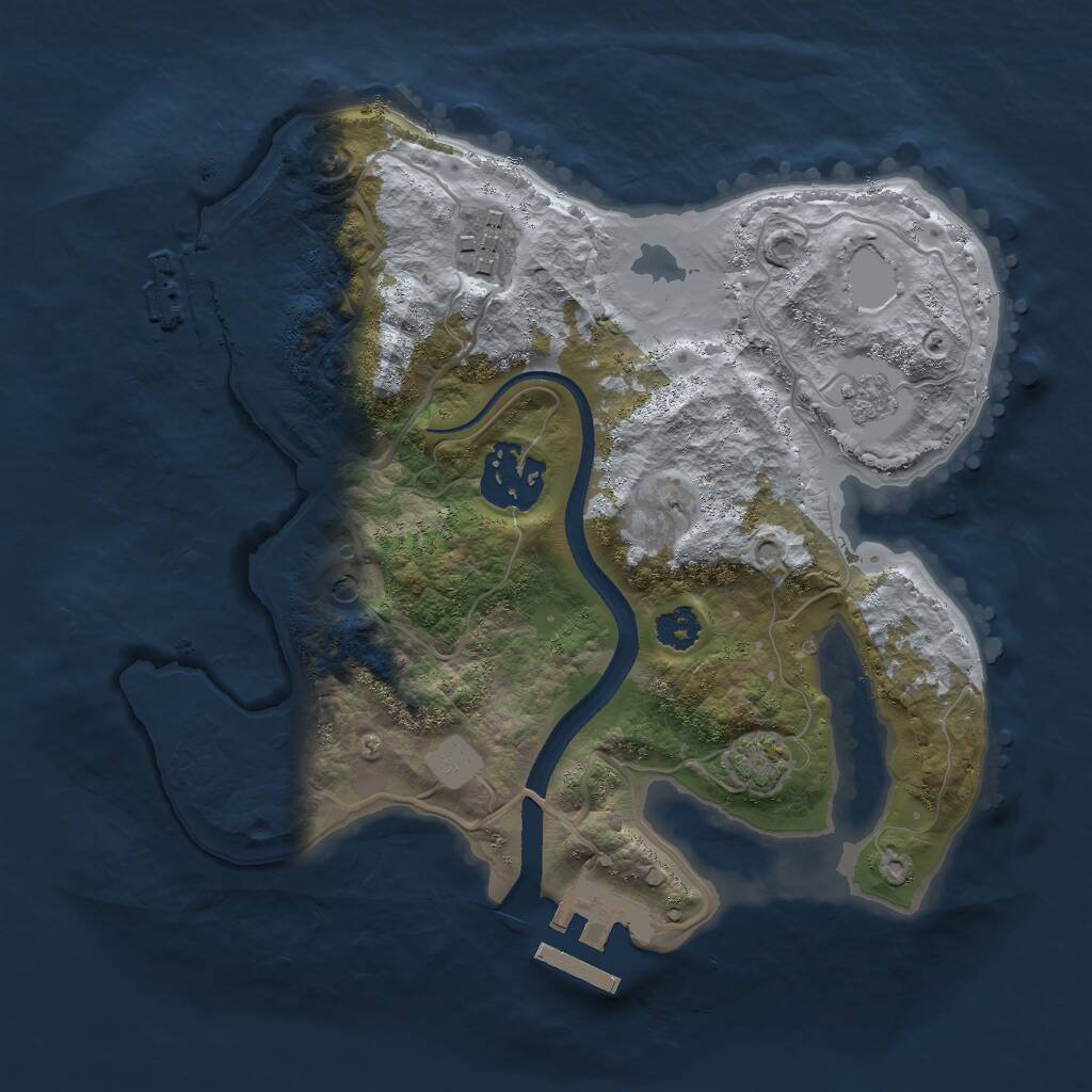 Rust Map: Procedural Map, Size: 2500, Seed: 1545172007, 8 Monuments