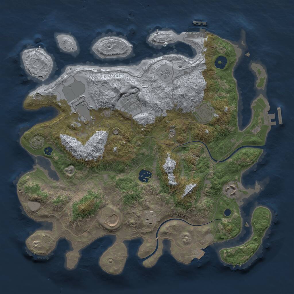 Rust Map: Procedural Map, Size: 3500, Seed: 968481701, 13 Monuments