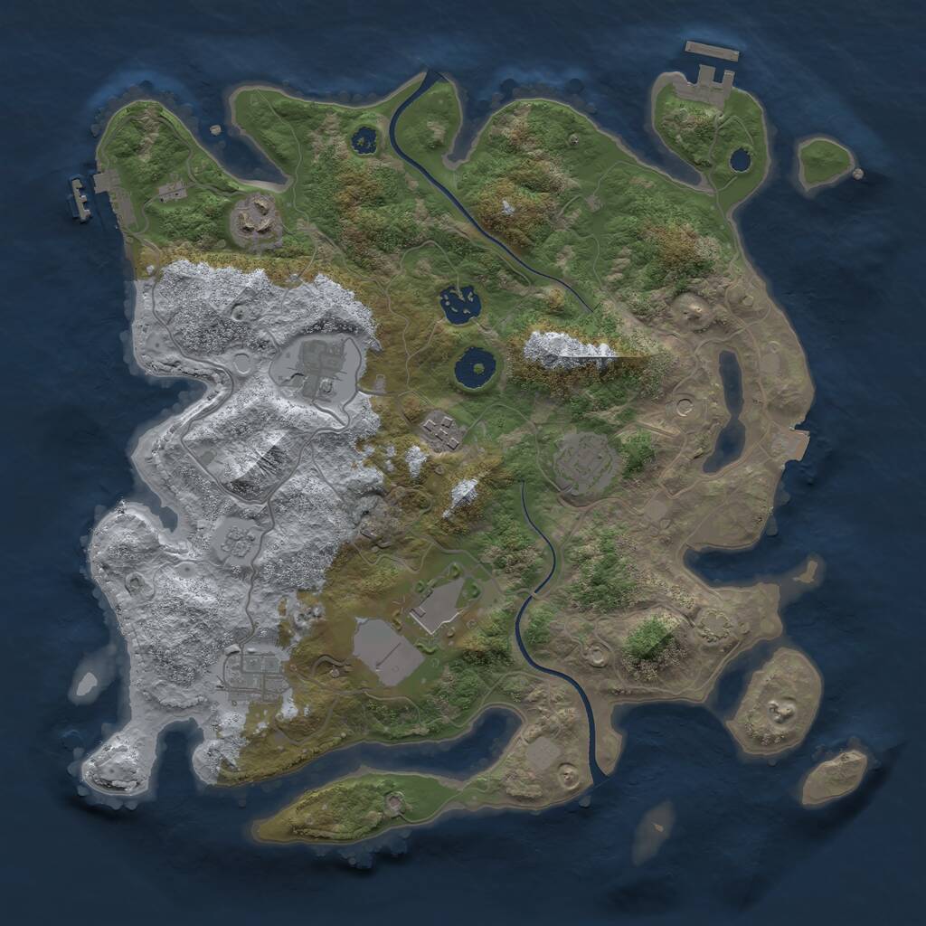 Rust Map: Procedural Map, Size: 3500, Seed: 2647, 13 Monuments
