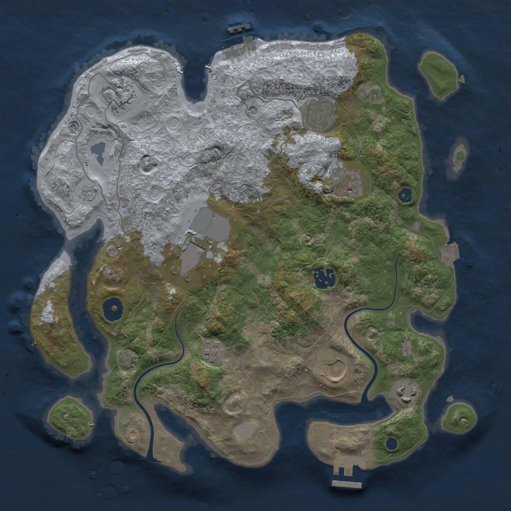 Rust Map: Procedural Map, Size: 3500, Seed: 571214650, 14 Monuments