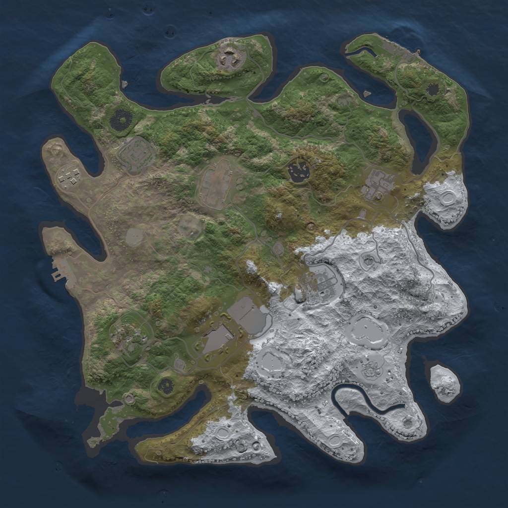 Rust Map: Procedural Map, Size: 3500, Seed: 1989050166, 18 Monuments