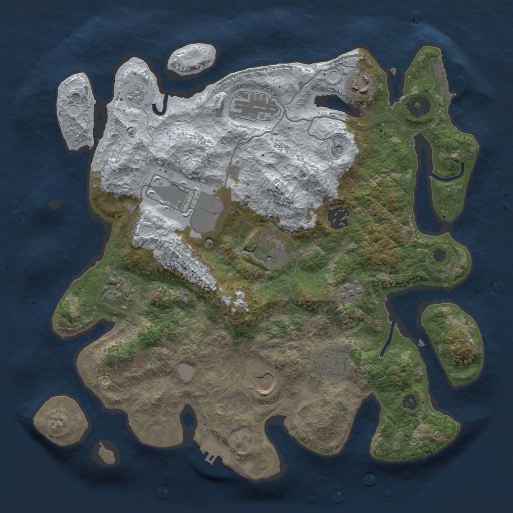 Rust Map: Procedural Map, Size: 3500, Seed: 1317987289, 18 Monuments