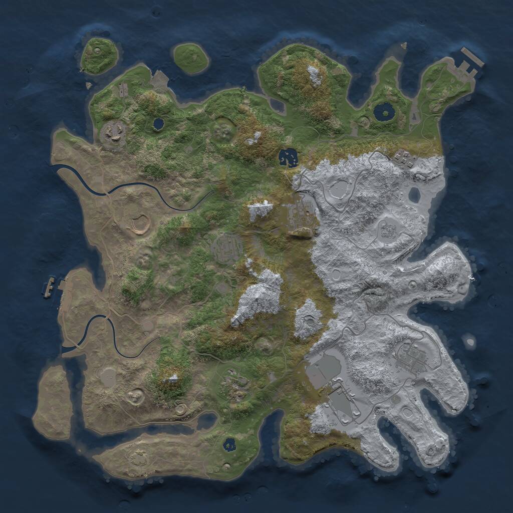 Rust Map: Procedural Map, Size: 3850, Seed: 977552, 14 Monuments