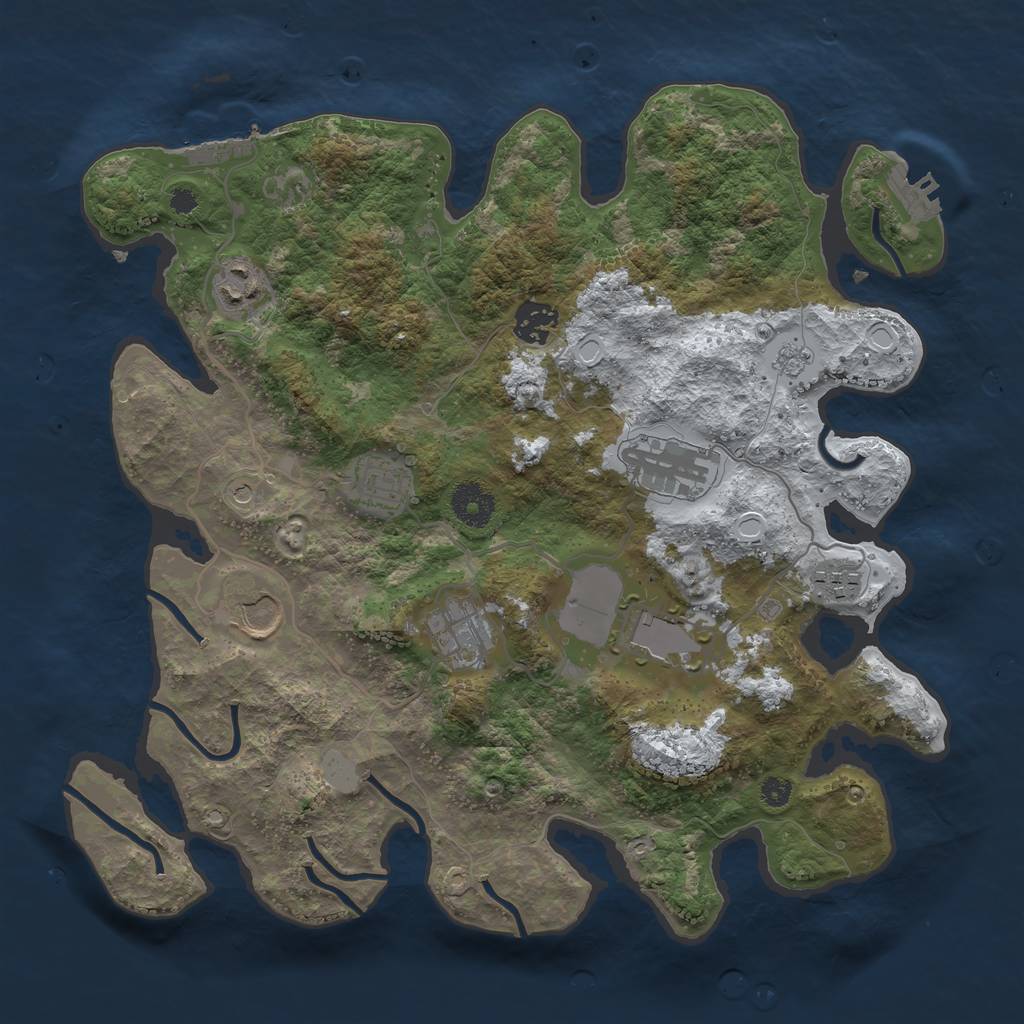 Rust Map: Procedural Map, Size: 3500, Seed: 1863298923, 17 Monuments