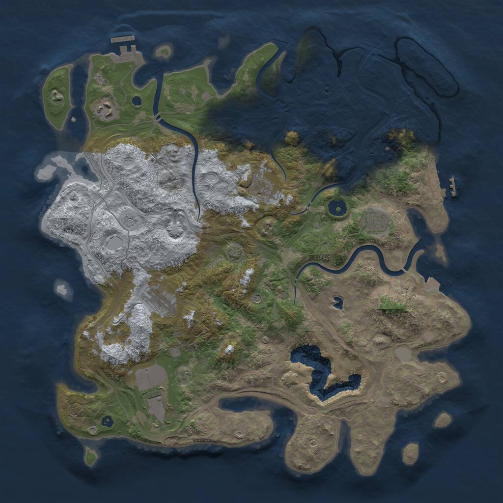 Rust Map: Procedural Map, Size: 4250, Seed: 625163102, 12 Monuments