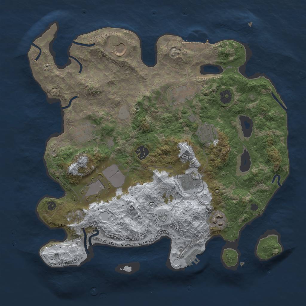 Rust Map: Procedural Map, Size: 3500, Seed: 26246776, 16 Monuments