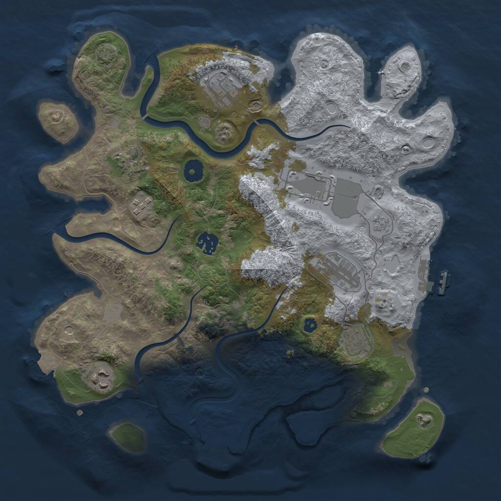 Rust Map: Procedural Map, Size: 3500, Seed: 1794854571, 14 Monuments
