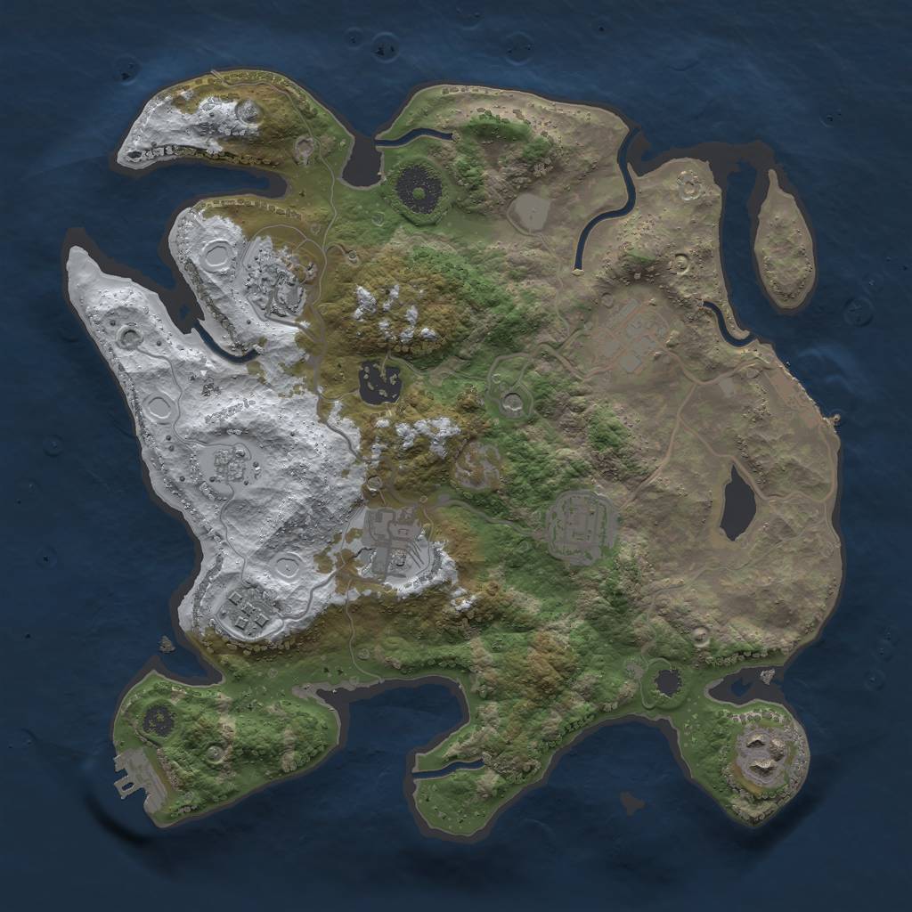 Rust Map: Procedural Map, Size: 3000, Seed: 9087727, 16 Monuments