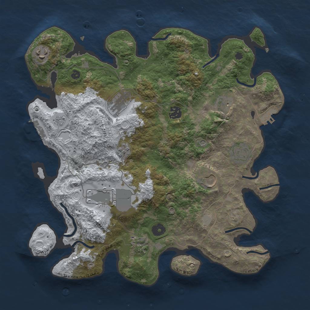 Rust Map: Procedural Map, Size: 3600, Seed: 1825554840, 18 Monuments