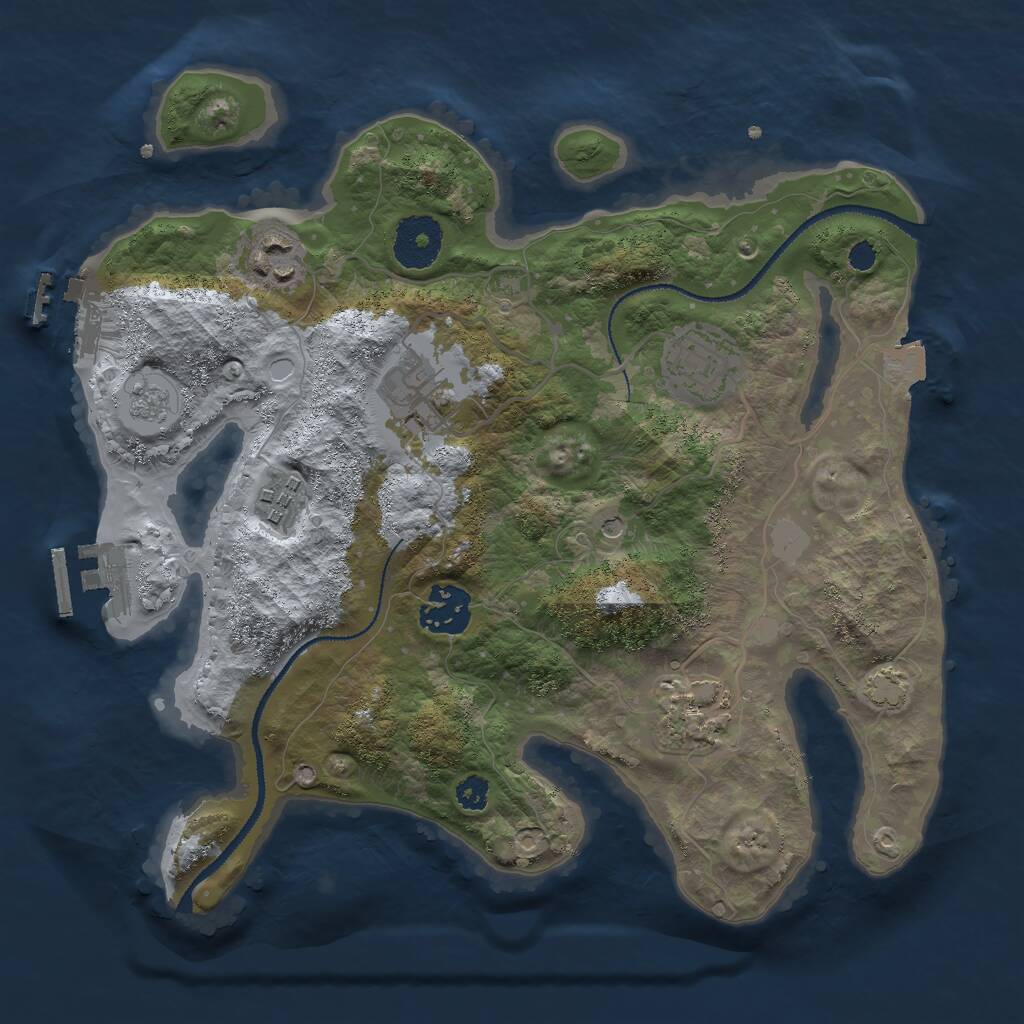 Rust Map: Procedural Map, Size: 3000, Seed: 23724, 12 Monuments