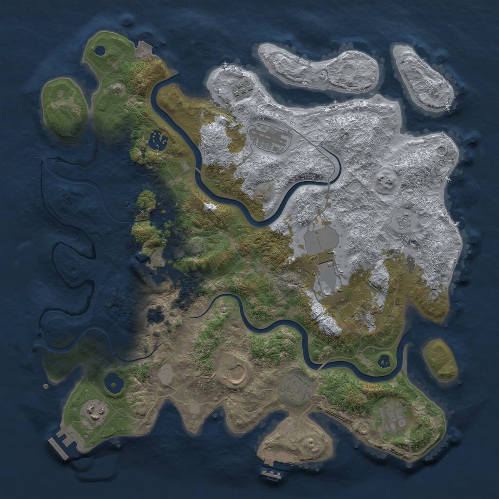 Rust Map: Procedural Map, Size: 3850, Seed: 562963620, 16 Monuments