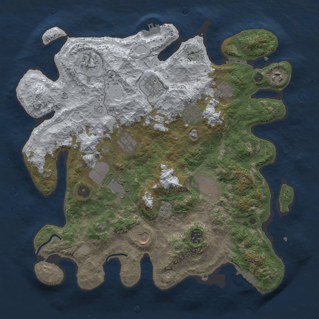 Rust Map: Procedural Map, Size: 3850, Seed: 40319782, 20 Monuments