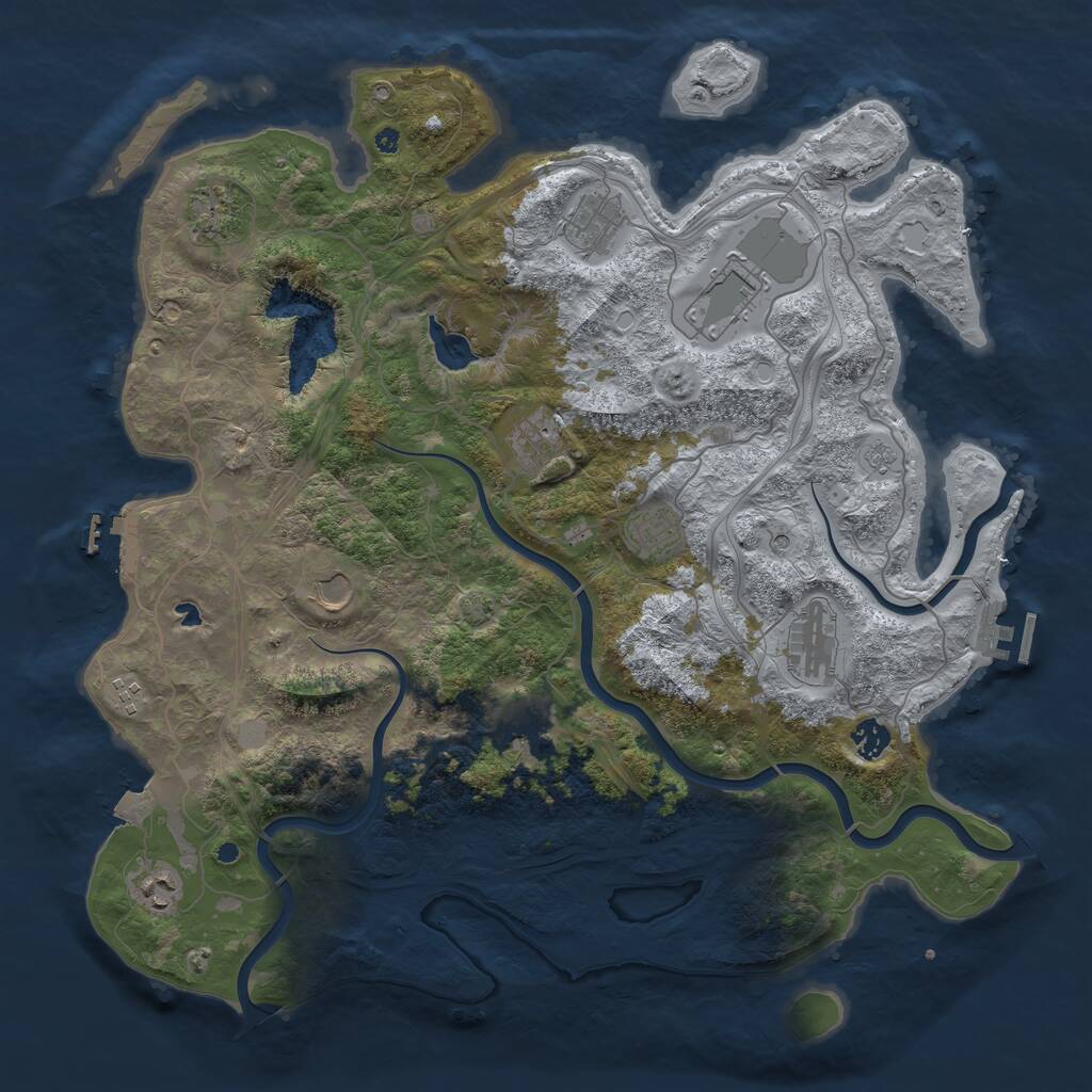 Rust Map: Procedural Map, Size: 4300, Seed: 956668, 17 Monuments