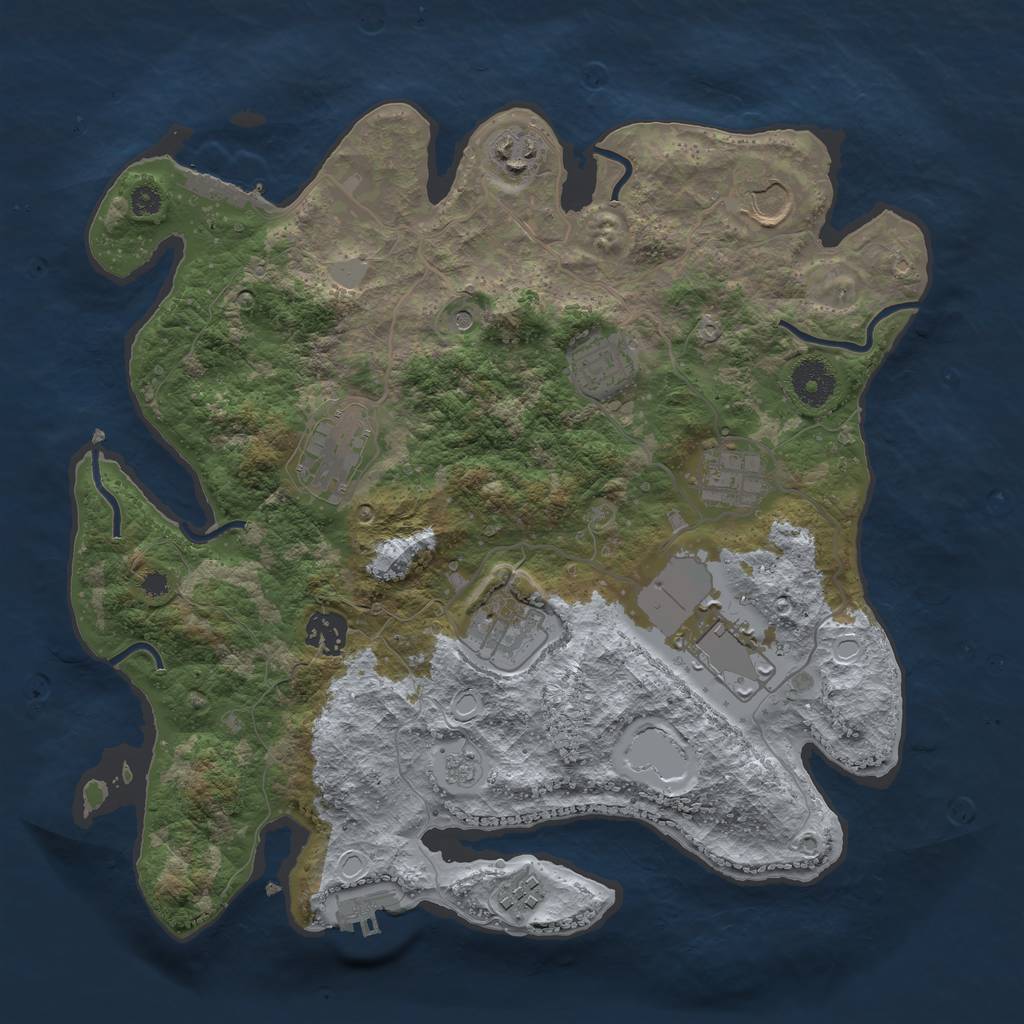 Rust Map: Procedural Map, Size: 3500, Seed: 946590493, 18 Monuments