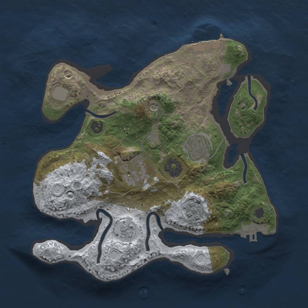 Rust Map: Procedural Map, Size: 2500, Seed: 66236, 12 Monuments