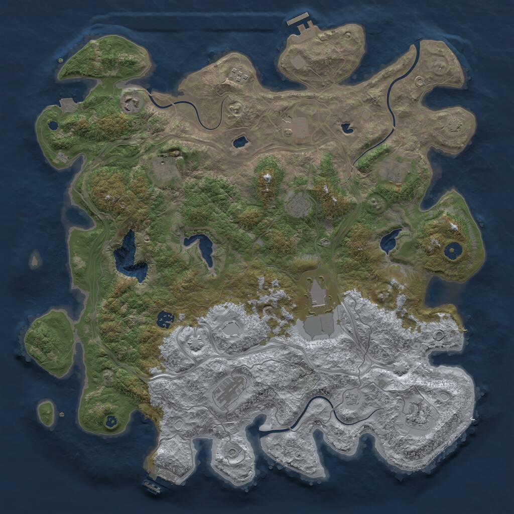 Rust Map: Procedural Map, Size: 4500, Seed: 67890, 16 Monuments