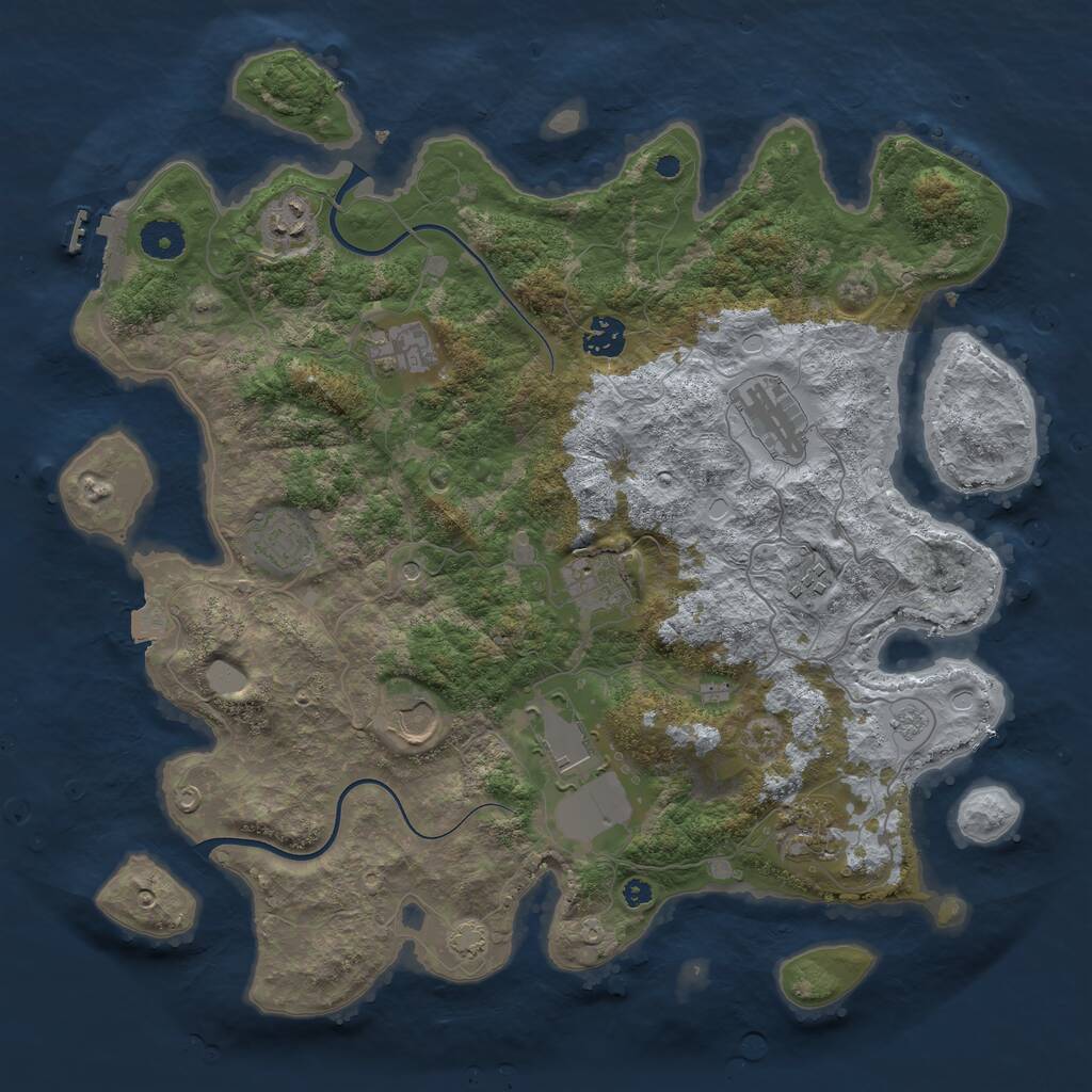 Rust Map: Procedural Map, Size: 3850, Seed: 909863988, 15 Monuments