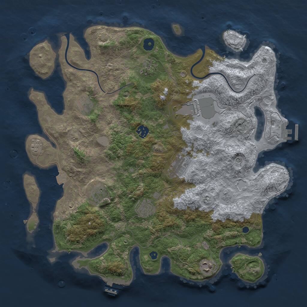 Rust Map: Procedural Map, Size: 3850, Seed: 521346475, 15 Monuments