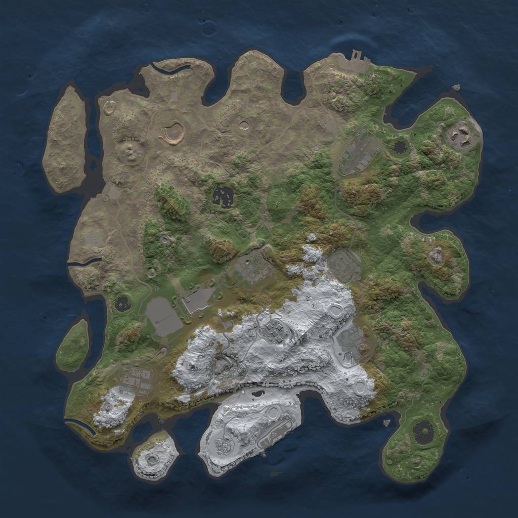 Rust Map: Procedural Map, Size: 3500, Seed: 1608304107, 19 Monuments
