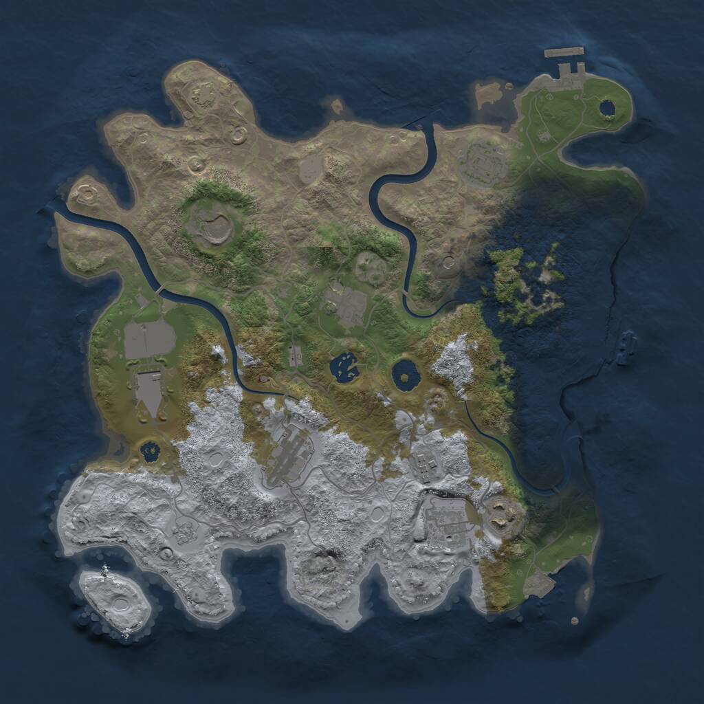 Rust Map: Procedural Map, Size: 3600, Seed: 3073894, 15 Monuments