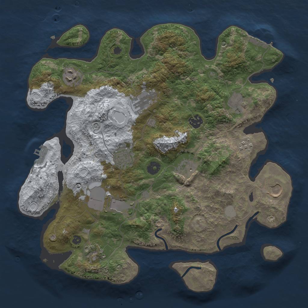 Rust Map: Procedural Map, Size: 3500, Seed: 1645399171, 18 Monuments
