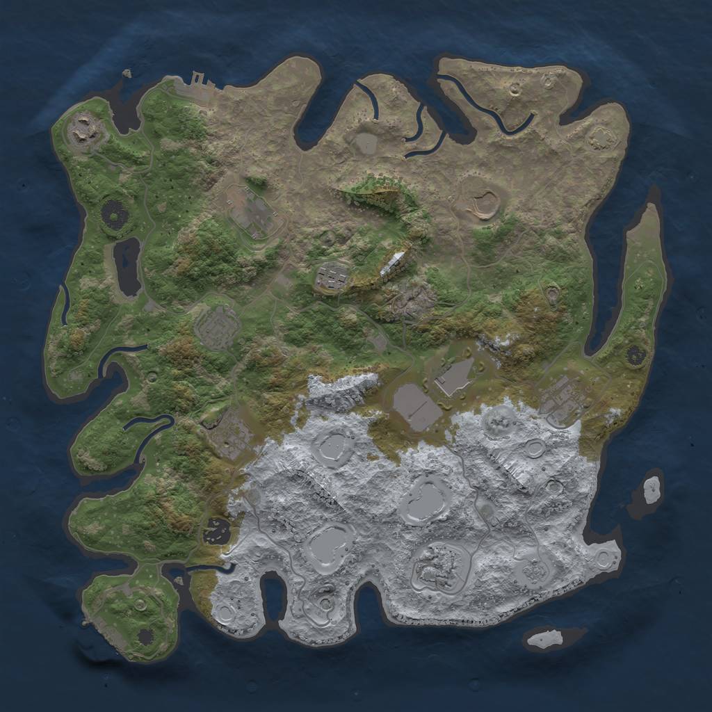 Rust Map: Procedural Map, Size: 3800, Seed: 845714, 18 Monuments