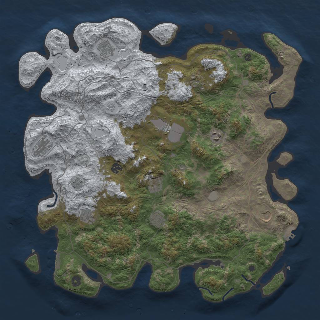 Rust Map: Procedural Map, Size: 4500, Seed: 80447, 20 Monuments