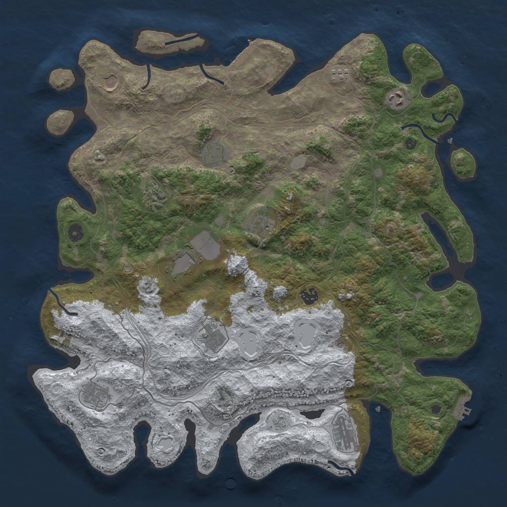 Rust Map: Procedural Map, Size: 4500, Seed: 2605, 20 Monuments