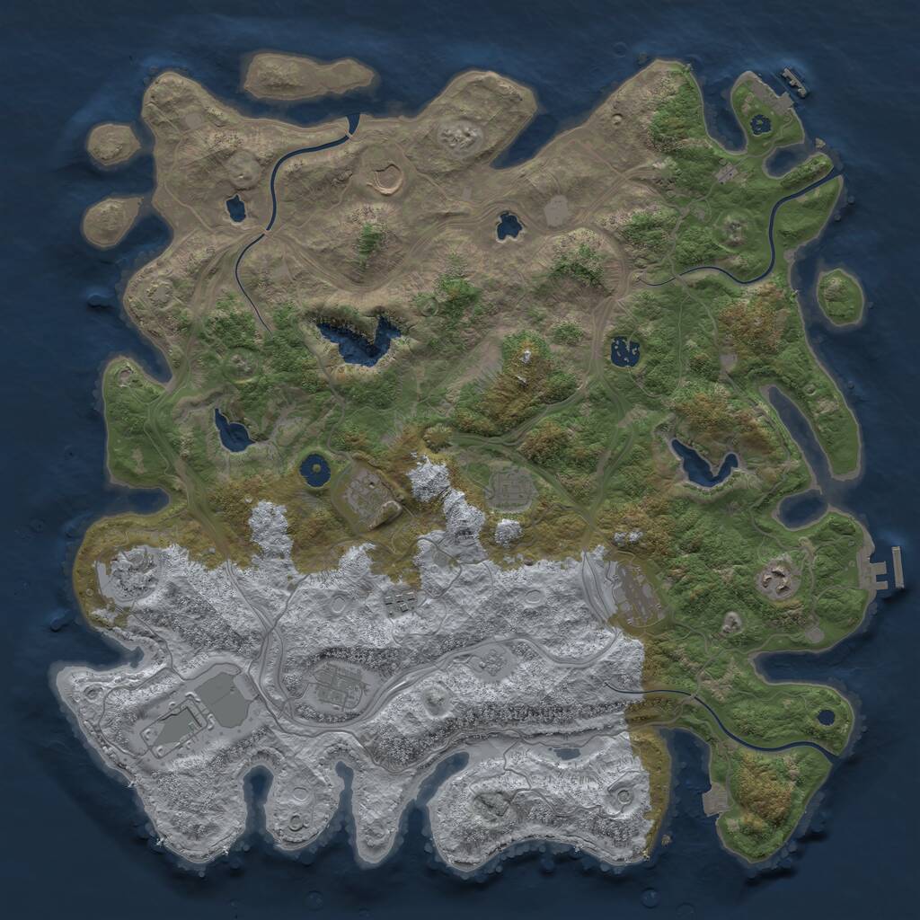 Rust Map: Procedural Map, Size: 4500, Seed: 2605, 16 Monuments