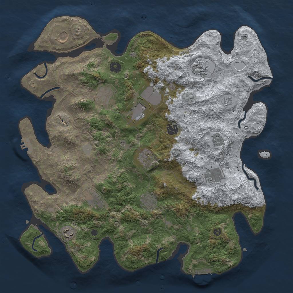 Rust Map: Procedural Map, Size: 3850, Seed: 84706545, 20 Monuments