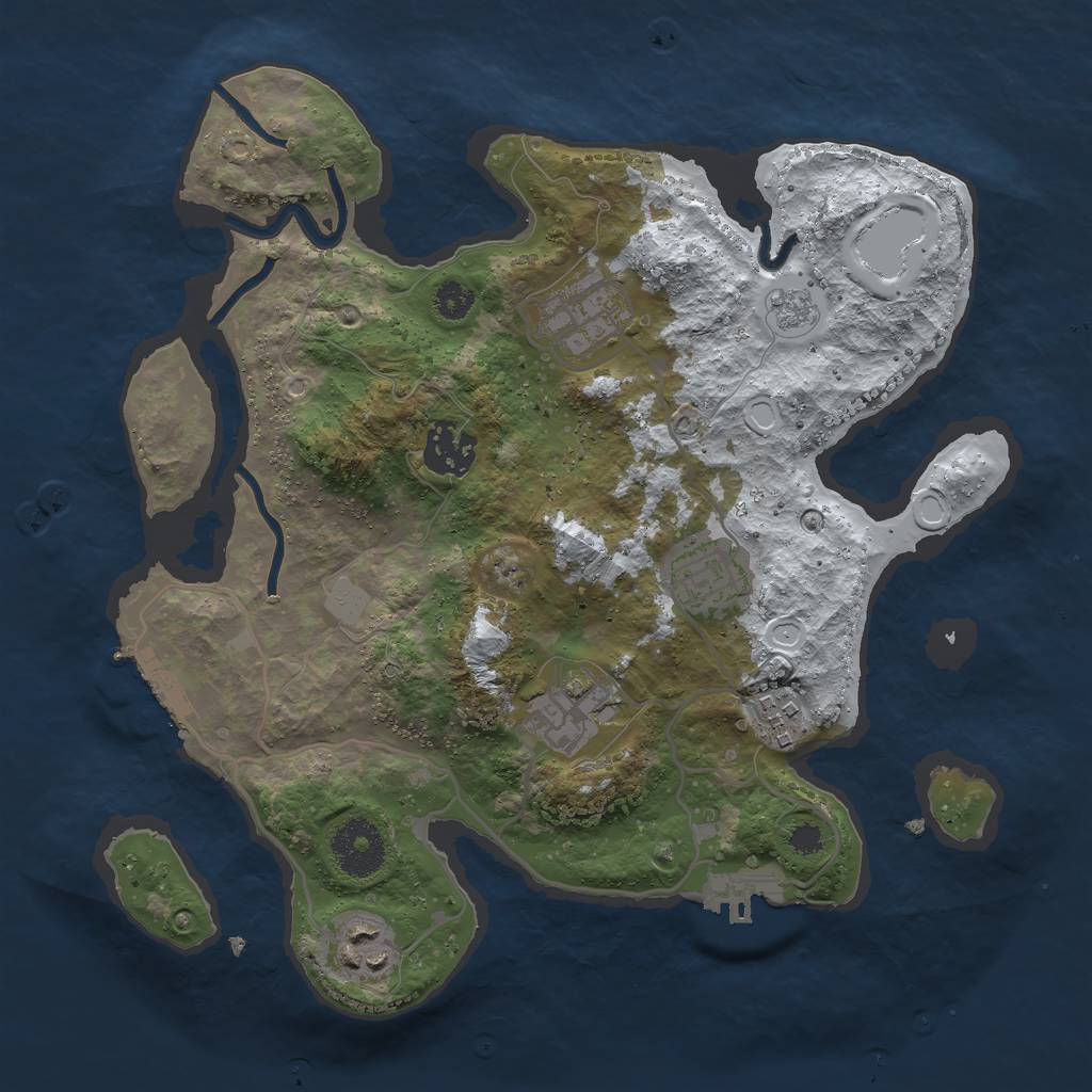 Rust Map: Procedural Map, Size: 3000, Seed: 2054026805, 14 Monuments