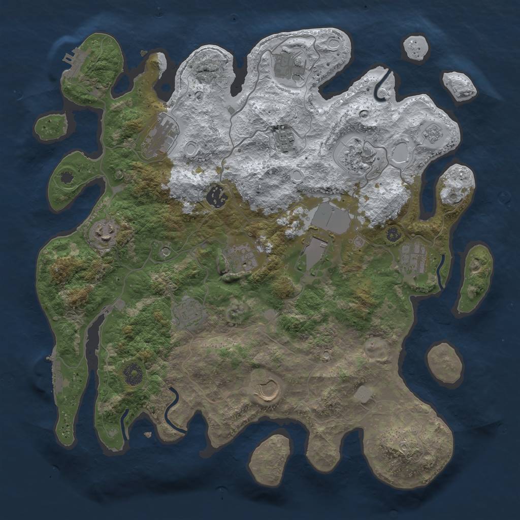 Rust Map: Procedural Map, Size: 3700, Seed: 1739532443, 20 Monuments
