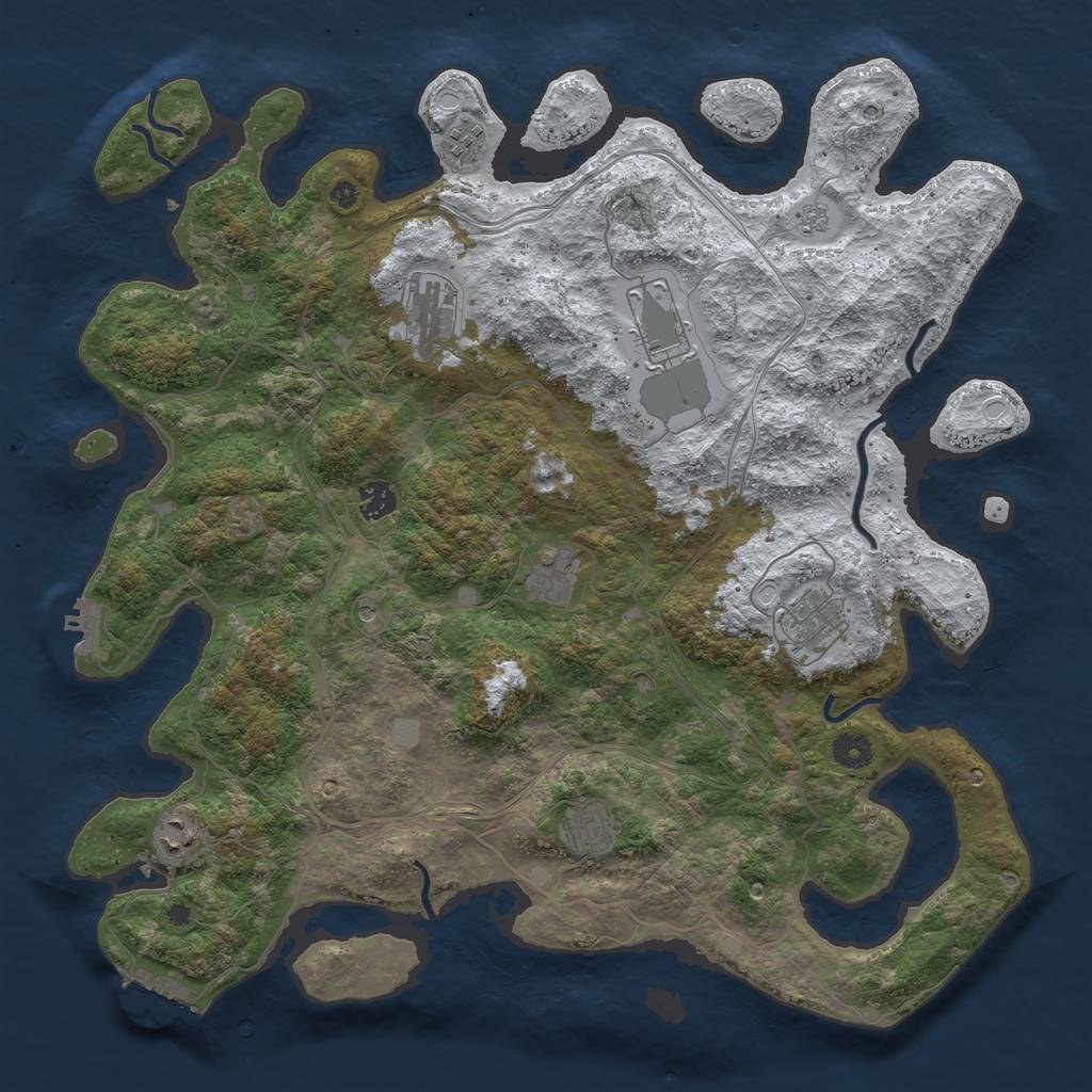 Rust Map: Procedural Map, Size: 4250, Seed: 1466013633, 17 Monuments