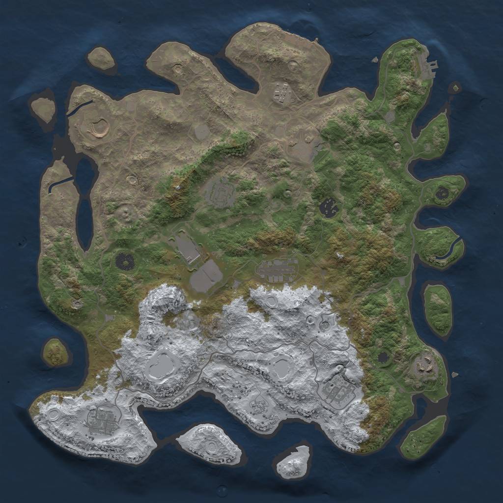 Rust Map: Procedural Map, Size: 4000, Seed: 398502, 19 Monuments