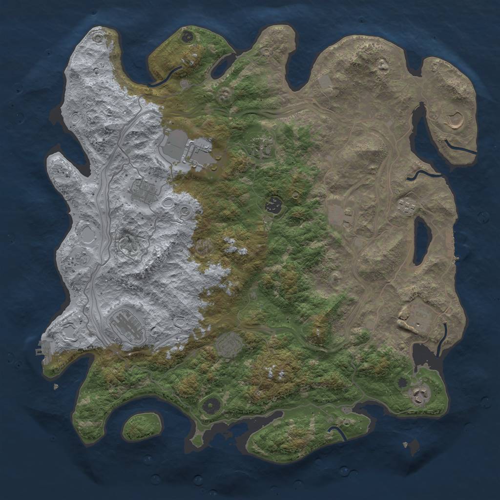 Rust Map: Procedural Map, Size: 4500, Seed: 2920258, 18 Monuments