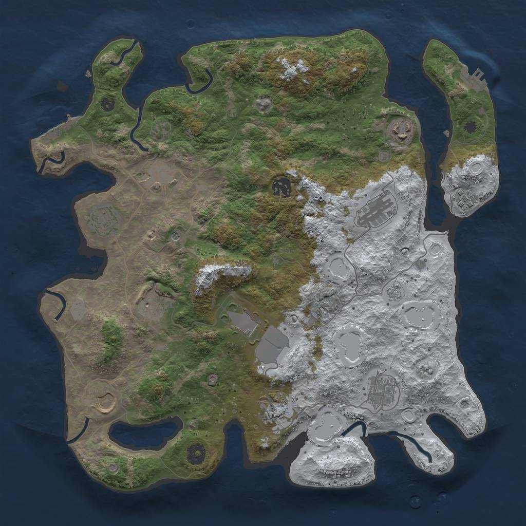Rust Map: Procedural Map, Size: 3850, Seed: 848171152, 20 Monuments