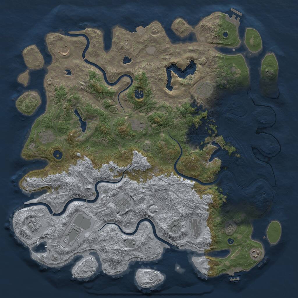 Rust Map: Procedural Map, Size: 4800, Seed: 108681077, 17 Monuments