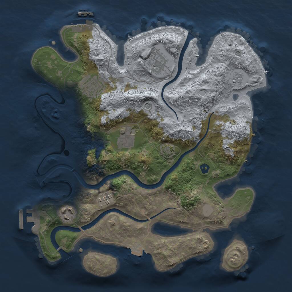 Rust Map: Procedural Map, Size: 3000, Seed: 338913, 11 Monuments