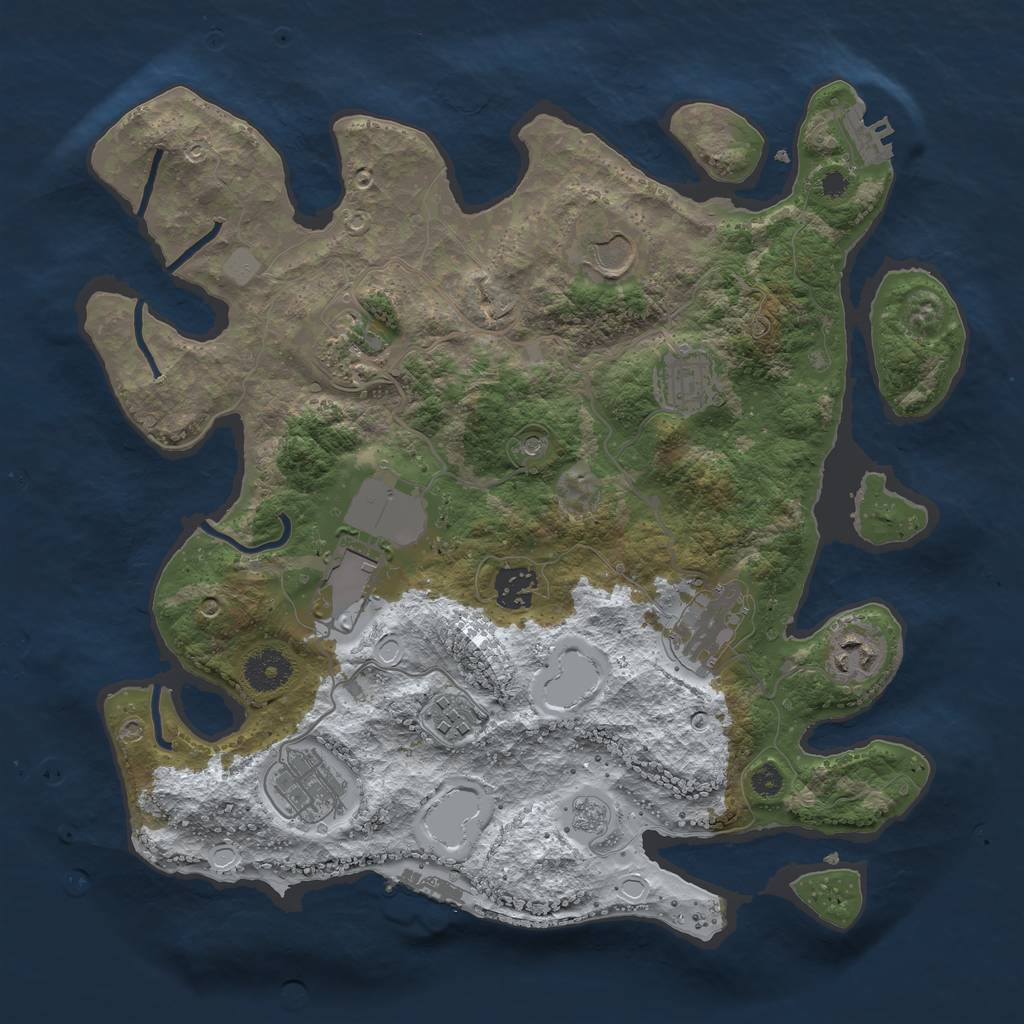 Rust Map: Procedural Map, Size: 3500, Seed: 45232, 18 Monuments