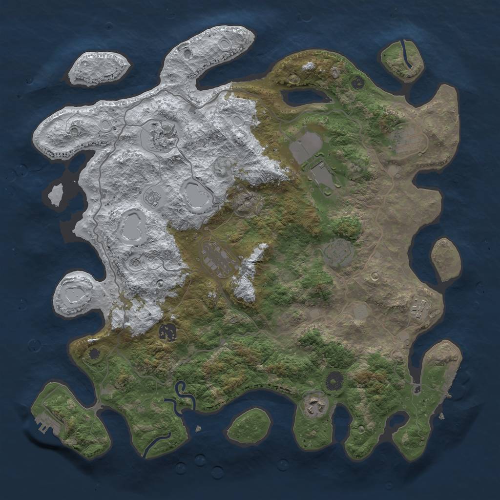 Rust Map: Procedural Map, Size: 4000, Seed: 7594, 17 Monuments