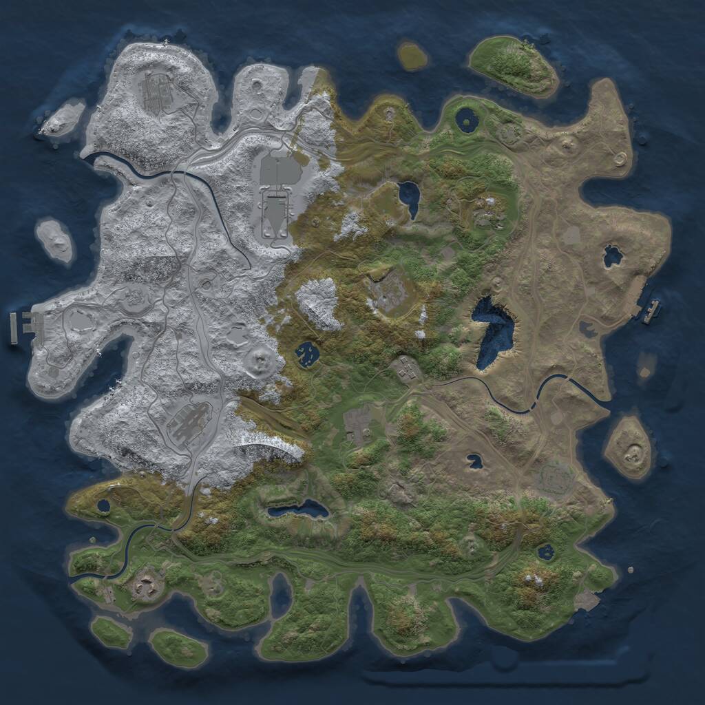 Rust Map: Procedural Map, Size: 4500, Seed: 1791110529, 16 Monuments