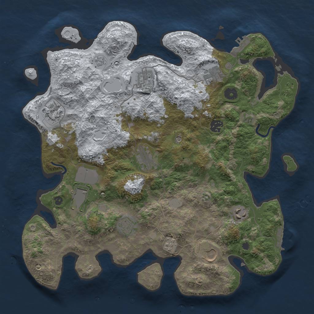 Rust Map: Procedural Map, Size: 3700, Seed: 1228747179, 19 Monuments