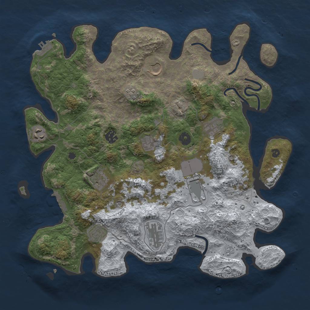 Rust Map: Procedural Map, Size: 3750, Seed: 172335826, 19 Monuments