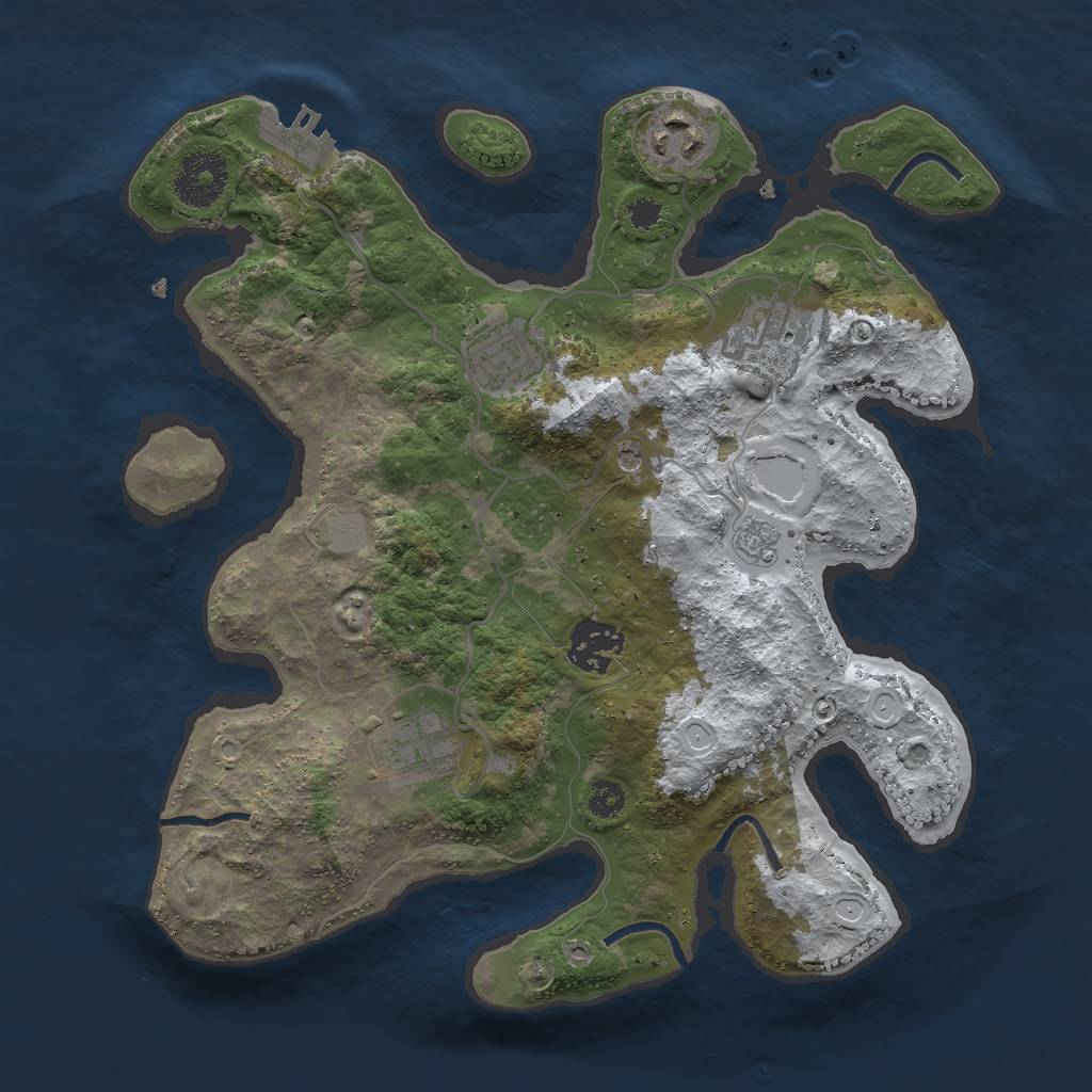 Rust Map: Procedural Map, Size: 3000, Seed: 569408172, 13 Monuments